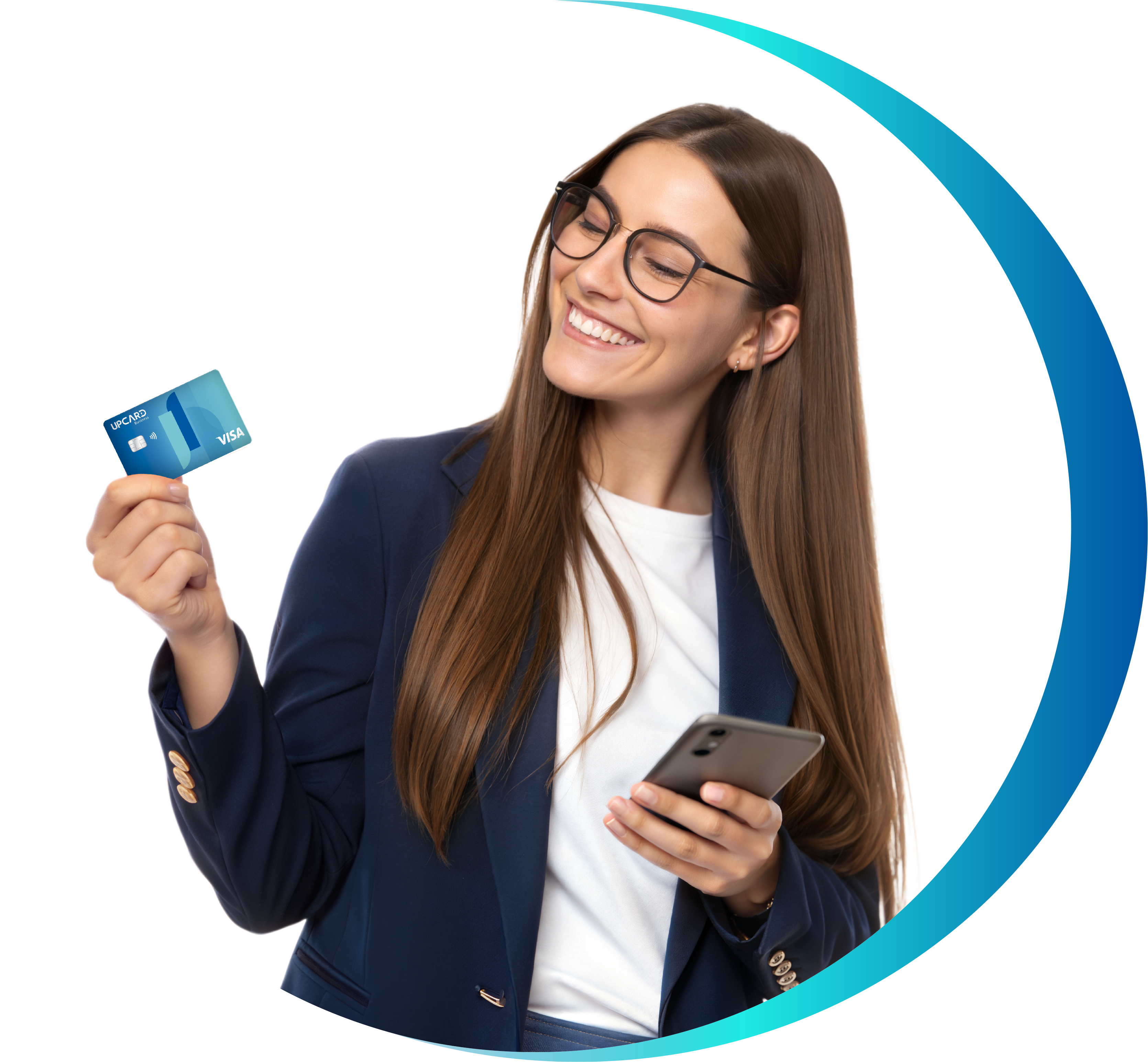 mujer con up card